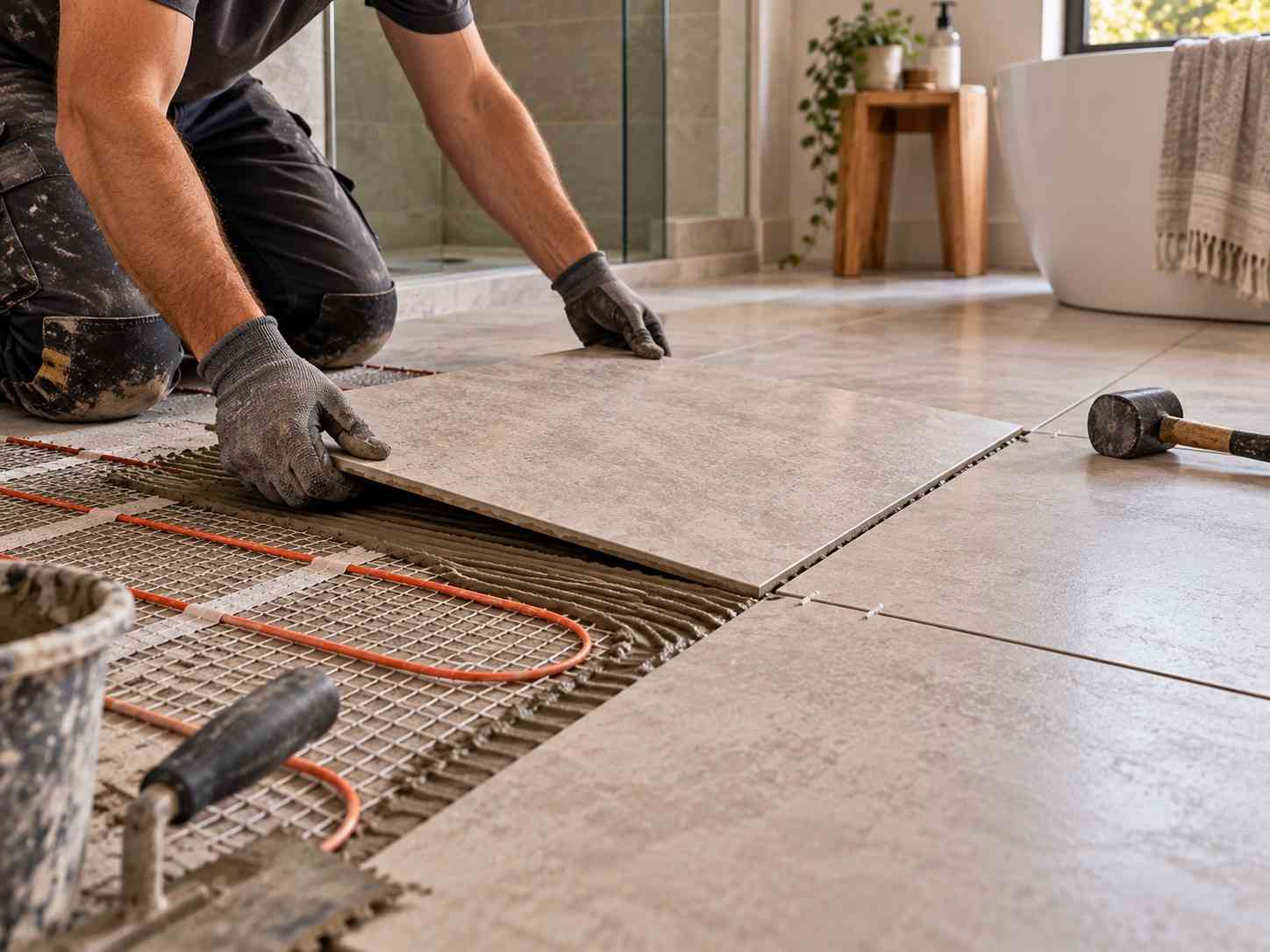 Heated Bathroom Floor Installation