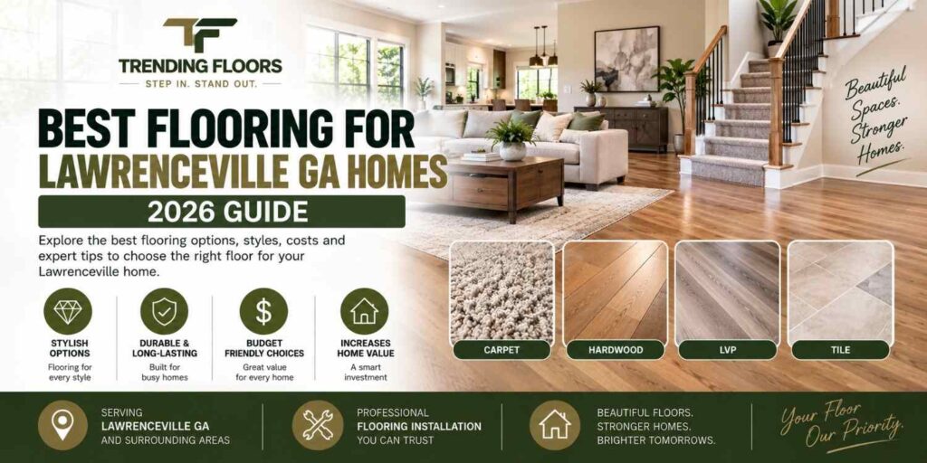 LVP flooring installed in Lawrenceville GA home by Trending Floors